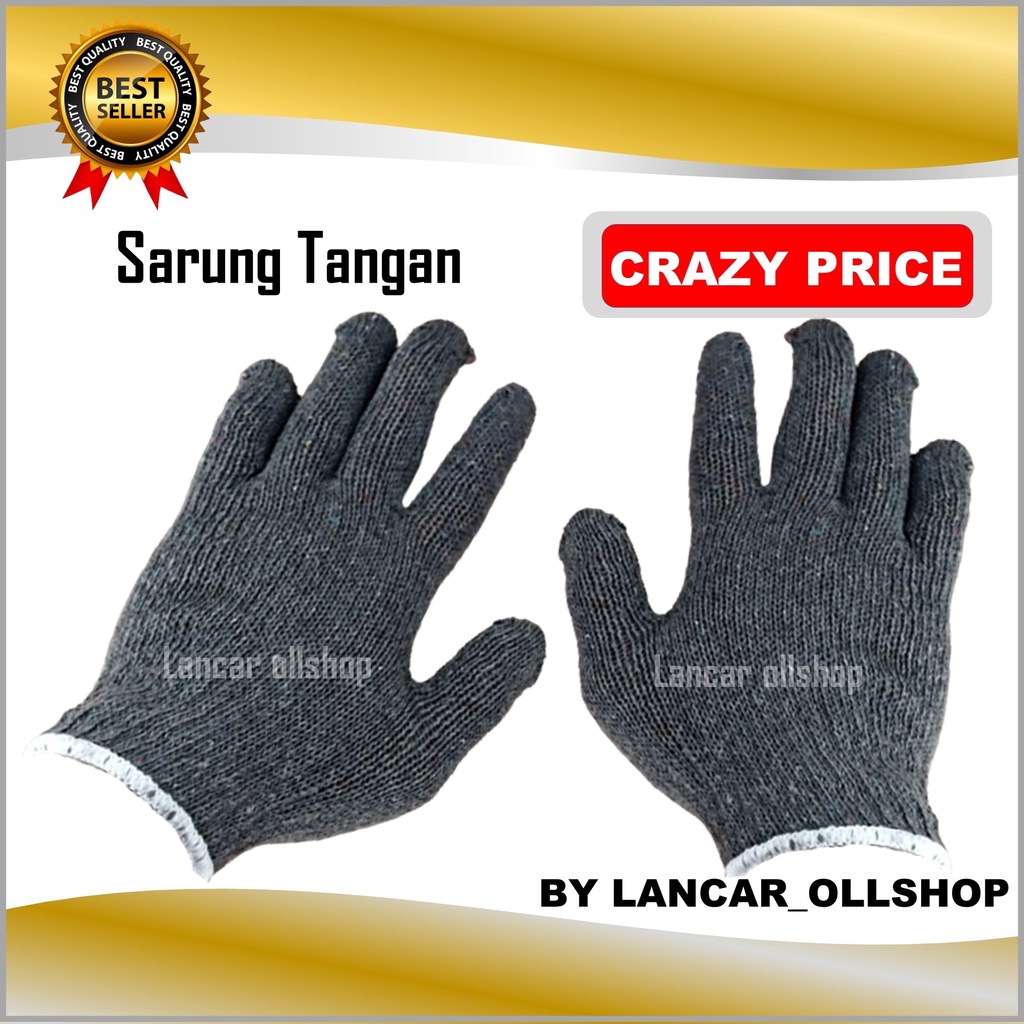 Sarung Tangan Safety / Sarung Tangan Kain Katun Abu Abu Benang Rajut Super