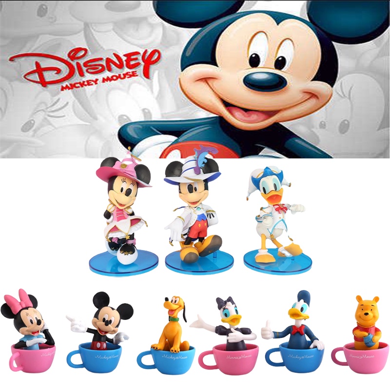 [In Stock] Baru Disney Mickey Mouse Collectible Figure Set Mainan Ornamen Anak Laki-Laki Perempuan Hadiah