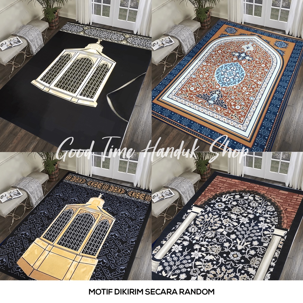 Sajadah Besar Anti Licin Ukuran 80x120cm Anti Slip Tebal Perlengkapan Sholat Premium Motif Random