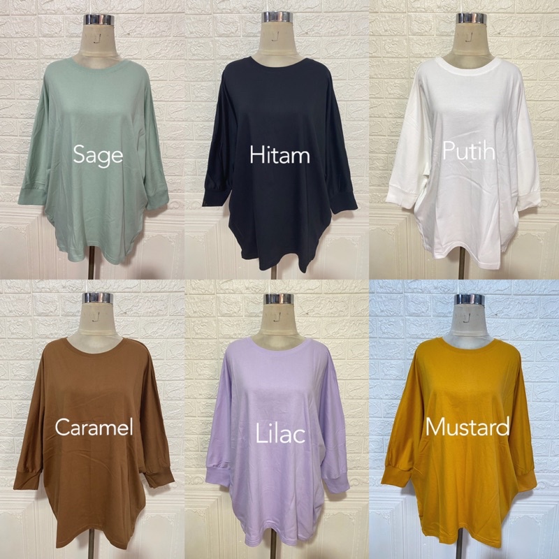 SOERA BATWING TOP KAOS BATWING SHIRT MODEL KALONG COMBED BIGSIZE XXL KANTOR KERJA KULIAH POLOS MURAH