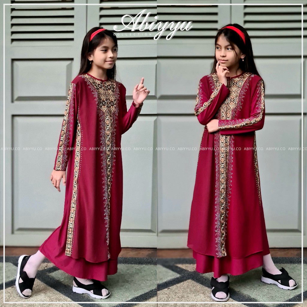 Abiyyuco TA8015A | Gamis Abaya Turkey Anak (Bonus Masker) / Gamis Abaya Turki Anak / Bisa Dipesan Couple dengan abaya Ibunya, ready untuk anak usia 4 sampai 13 tahun, Bahan Jersey dan Ceruty, ready 8 warna