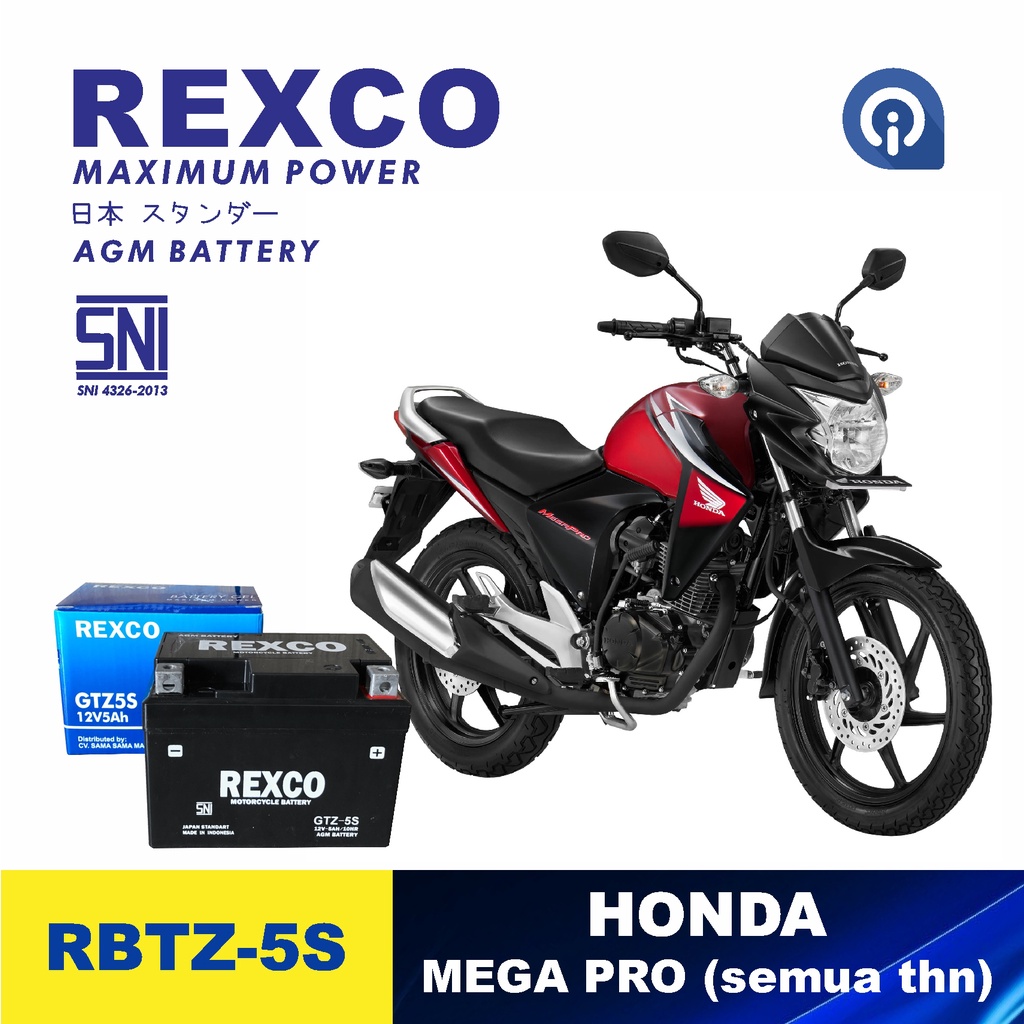 Accu Aki Motor HONDA MEGA PRO ORIGINAL REXCO GTZ5S