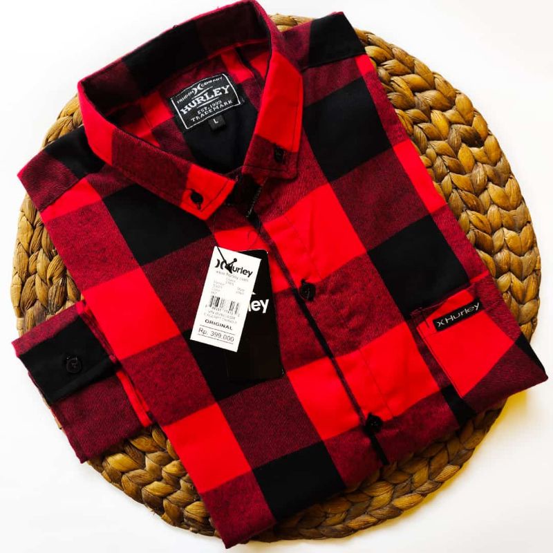 Kemeja Flanel Pria Dan Wanita  Premium Lengan Panjang Hurley Original
