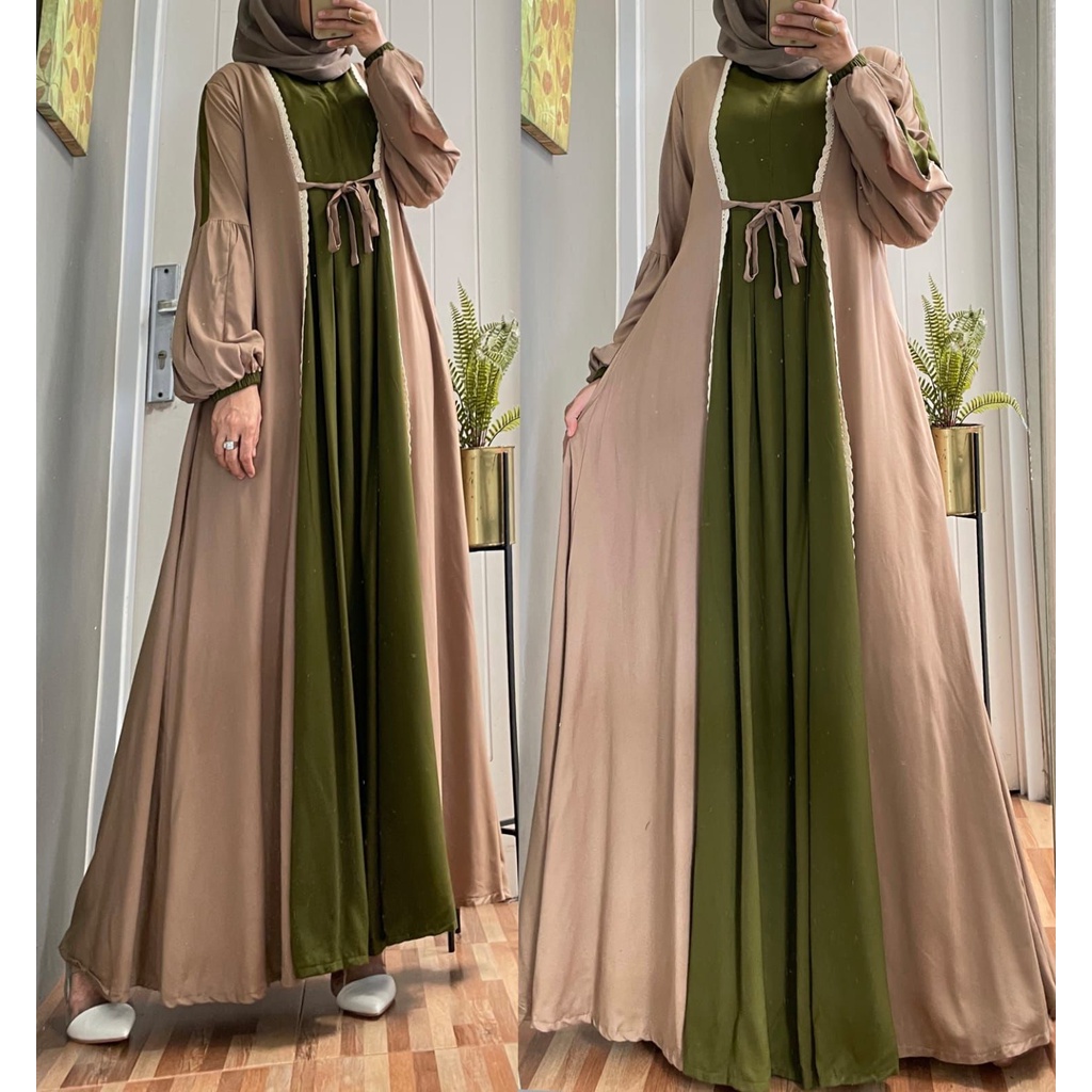 GAMIS SULTAN DRESS POLOS KOMBINASI WARNA LIST RENDA