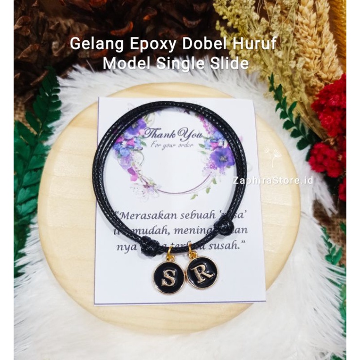 ZaphiraStore [A-Z] GELANG INISIAL EPOXY DOBEL HURUF / 1 GELANG 2 HURUF / GELANG EPOXY TALI KOREA