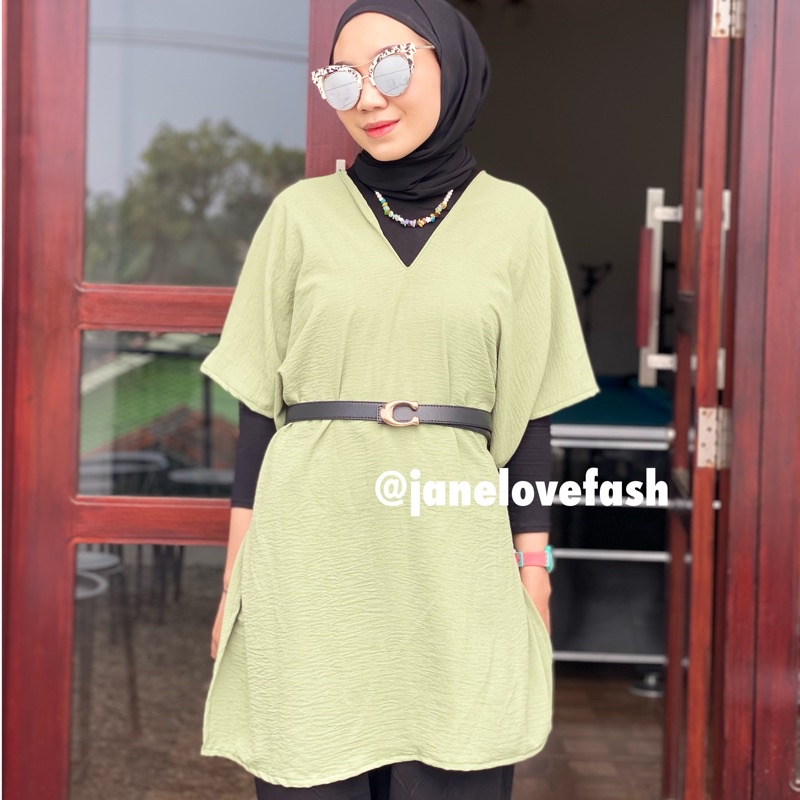 LONG SQUARE | ATASAN WANITA | Nagita Long Square Terbaru Airflow Crinkle Blouse Atasan Big Size Wanita Oversized Top Cewek Kasual Bisa COD