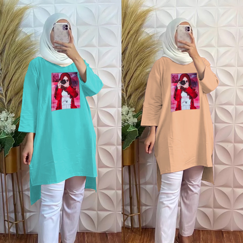 GR TUNIK OVERSIZE BASIC KAOS JUMBO GAMBAR PRINT DTF LEMBUT (BUKAN SABLON) TUNIK BABYTERRY SR572