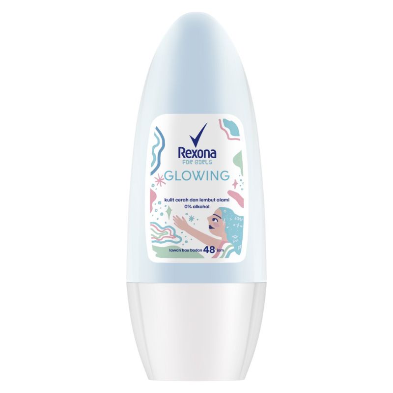 Rexona Deodorant Roll On Wanita Remaja 40 ml - Perlindungan 48 Jam Glowing White Dreamy Bright