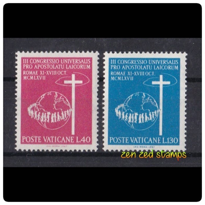 

0399 Perangko Vatican City 1967 Apostol World Congress 2v Mnh