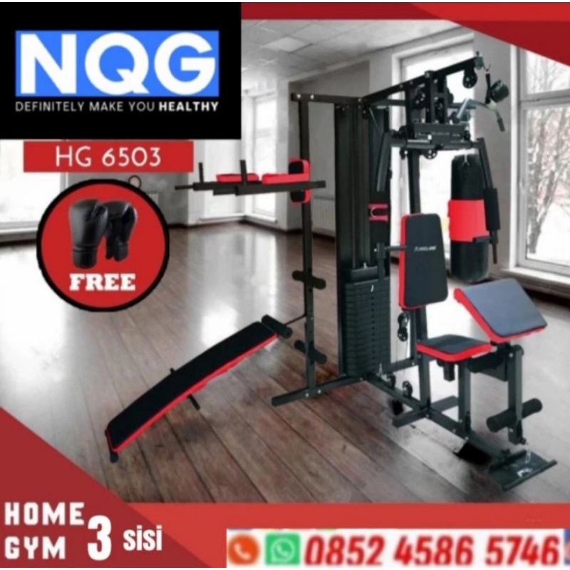 Home gym 3 sisi beban 75kg FC HG 6503 multi fungsi