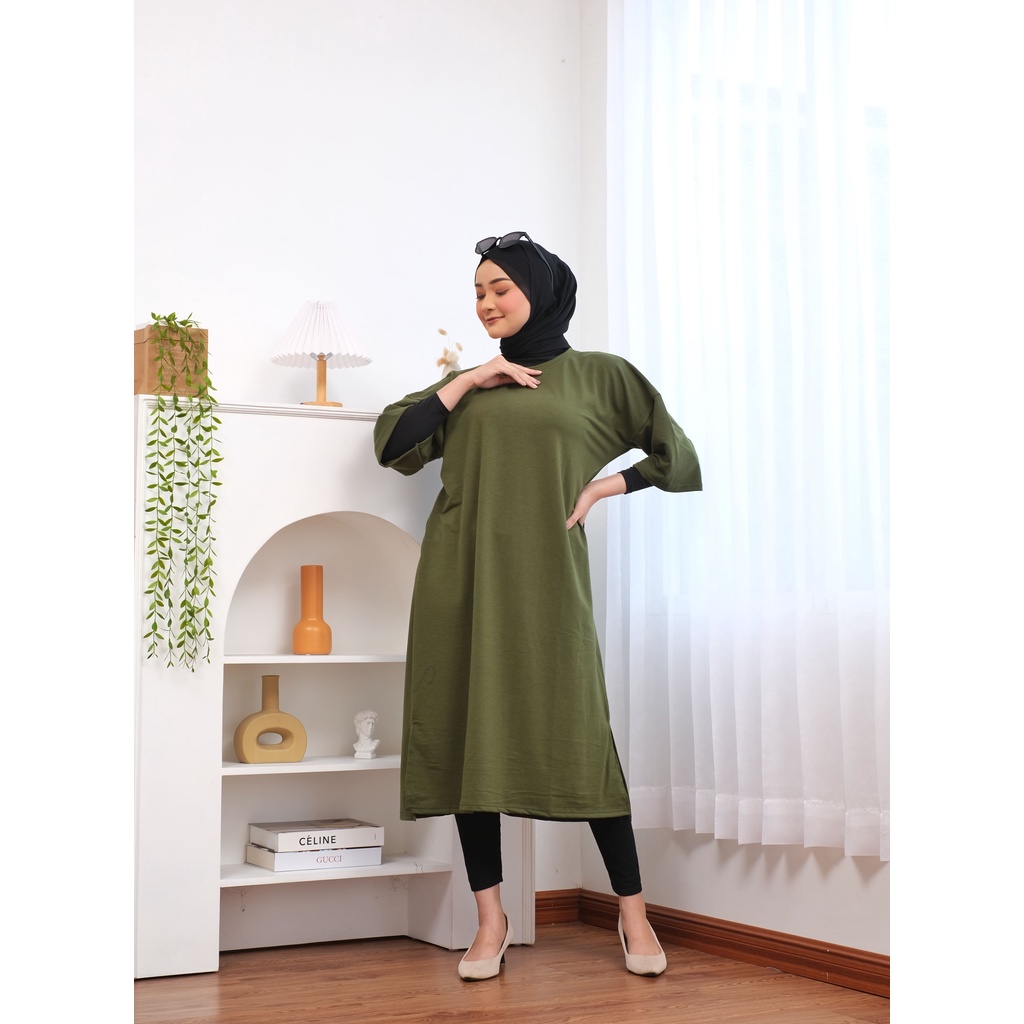 MIDI DRESS BASIC Tee OVERSIZE KAOS Jumbo Long tunik TSHIRT DRESS POLOS