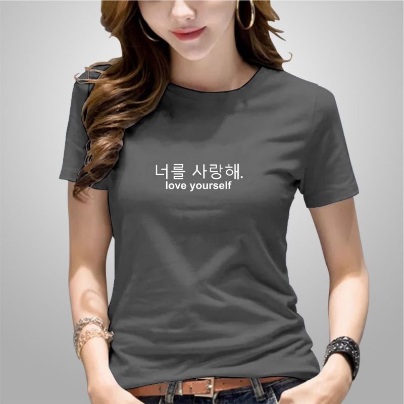 atasan wanita LOVE YOURSELF baju oblong wanita kaos wanita kaos terbaru kaos murah kaos jumbo kaos hitam kaos putih atasan korea baju motif tulisan korea kaos gambar kaos xxl xxxl oversize  kaos katun baju katun