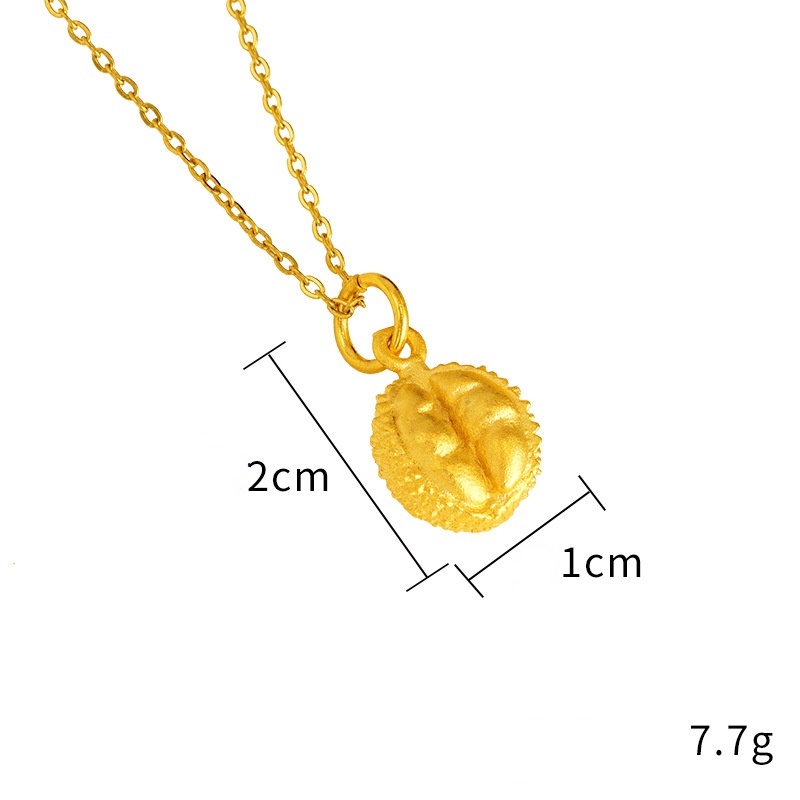 Goldkingdom Perhiasan Fashion 24K Bangkok Aksesoris Ready Stock Lapis Emas Asli Kadar 375 Durian Lupa Kalung Desain Durian Liontin Minimalis Kekayaan Kalung