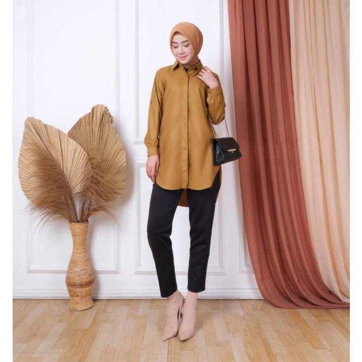 Zaja - Shirt Zamora Katun Toyobo Premium Kemeja Wanita Polos Terbaru Fashion Muslim Perempuan Tunik Zamora Simple &amp; Anggun