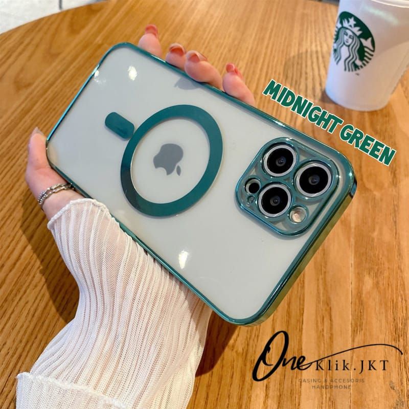 MAGSAFE METALLIC MIDNIGHT GREEN FULLCOVER SOFTCASE FOR iPHONE XR XSMAX 11 12 13 PRO MINI PROMAX