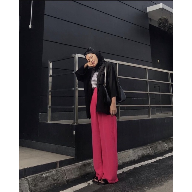 LOOSE PANTS - Celana Kulot Wanita Highwaist Crinkle - Celana Highwaist Kulot - Celana Hightwaist Wanita - Highwaist Pants