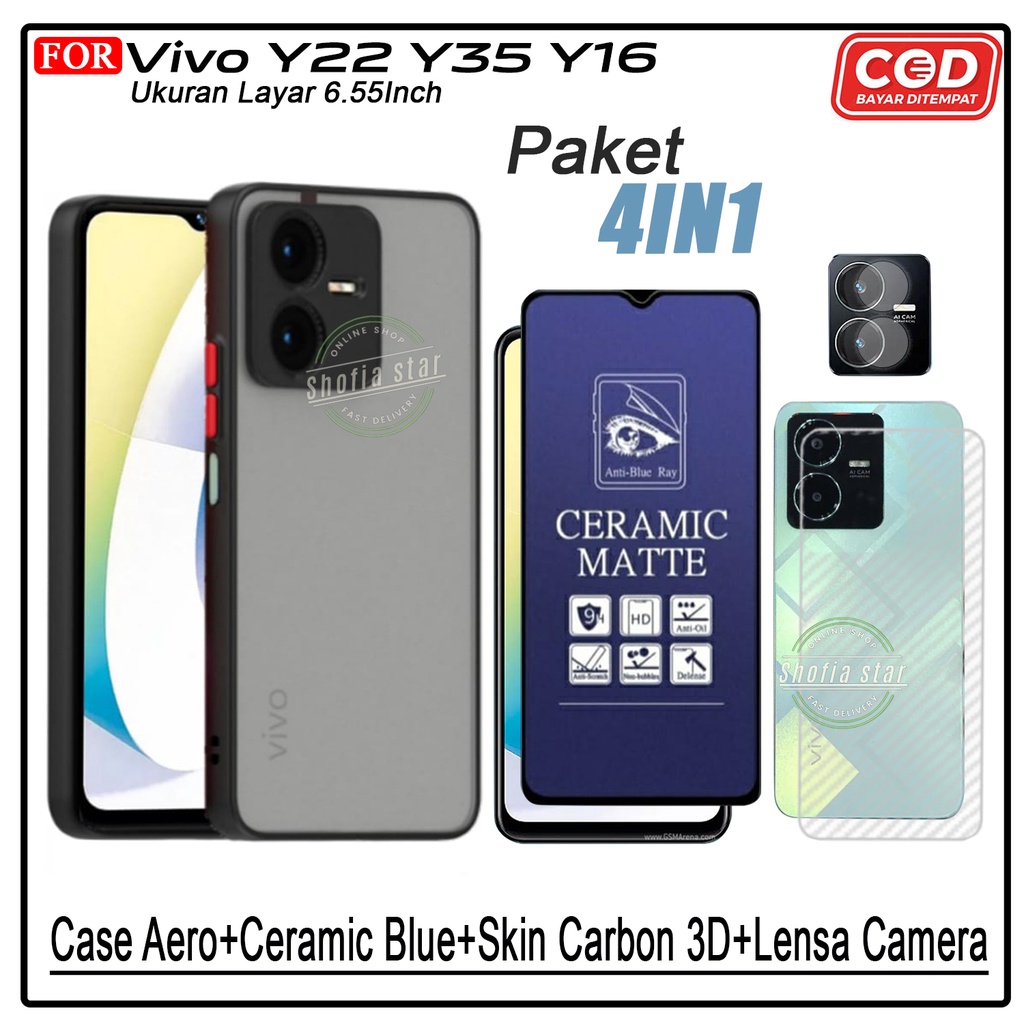 PAKET 4IN1 Case Vivo Y22 Y35 Y16 Y75 V25 V25e Softcase Aero Dove Protect Camera Premium Casing