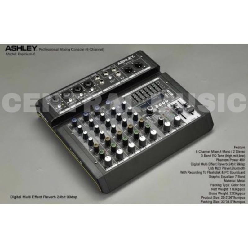 MIXER AUDIO ASHLEY PREMIUM 6 NEW 99-DSP BT / USB ASLI KUALITAS TERBAIK
