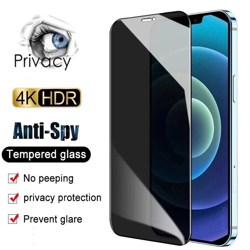 Pelindung Layar Tempered Glass 9H Anti Spy Untuk iPhone 14 / 14 Plus / 14 Pro / 14 Pro Max