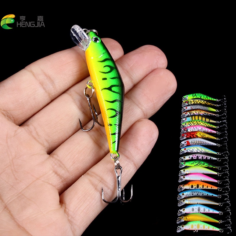 HENGJIA 1pieces Hard Plastic Fish Bait 6.8cm/5.2g Umpan Pancing Minnow Casting Fishing Lure Ikan Bass 20 Warna Sinking Bait Kail Alat Pancing