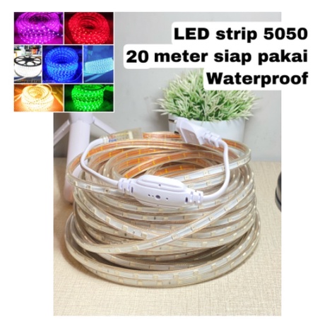 TERMURAH  Lampu Led strip Led Lis Plafon 20 meter Siap pakai lampu selang