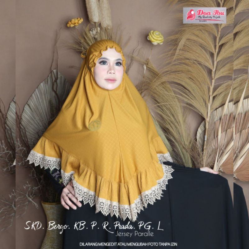 TERBARU HS HIJAB/BERGO/KHIMAR KERUT RENDA PRADA L ORI DOA IBU