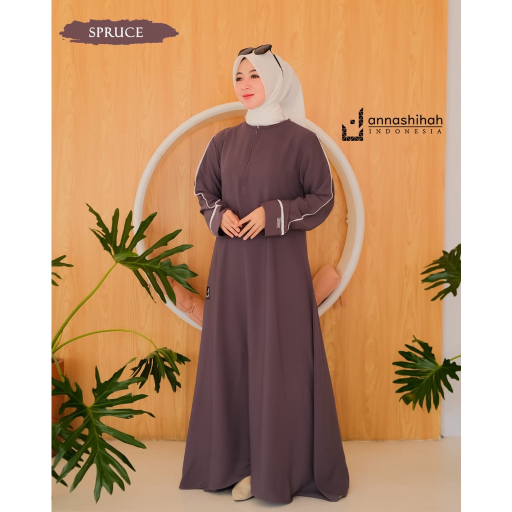 ABAYA META KHADIJAH BY ANNASHIHAH ABAYA SIMPLE GAMIS CASUAL ABAYA FASHION MUSLIM MUSLIMAH ZIPPER