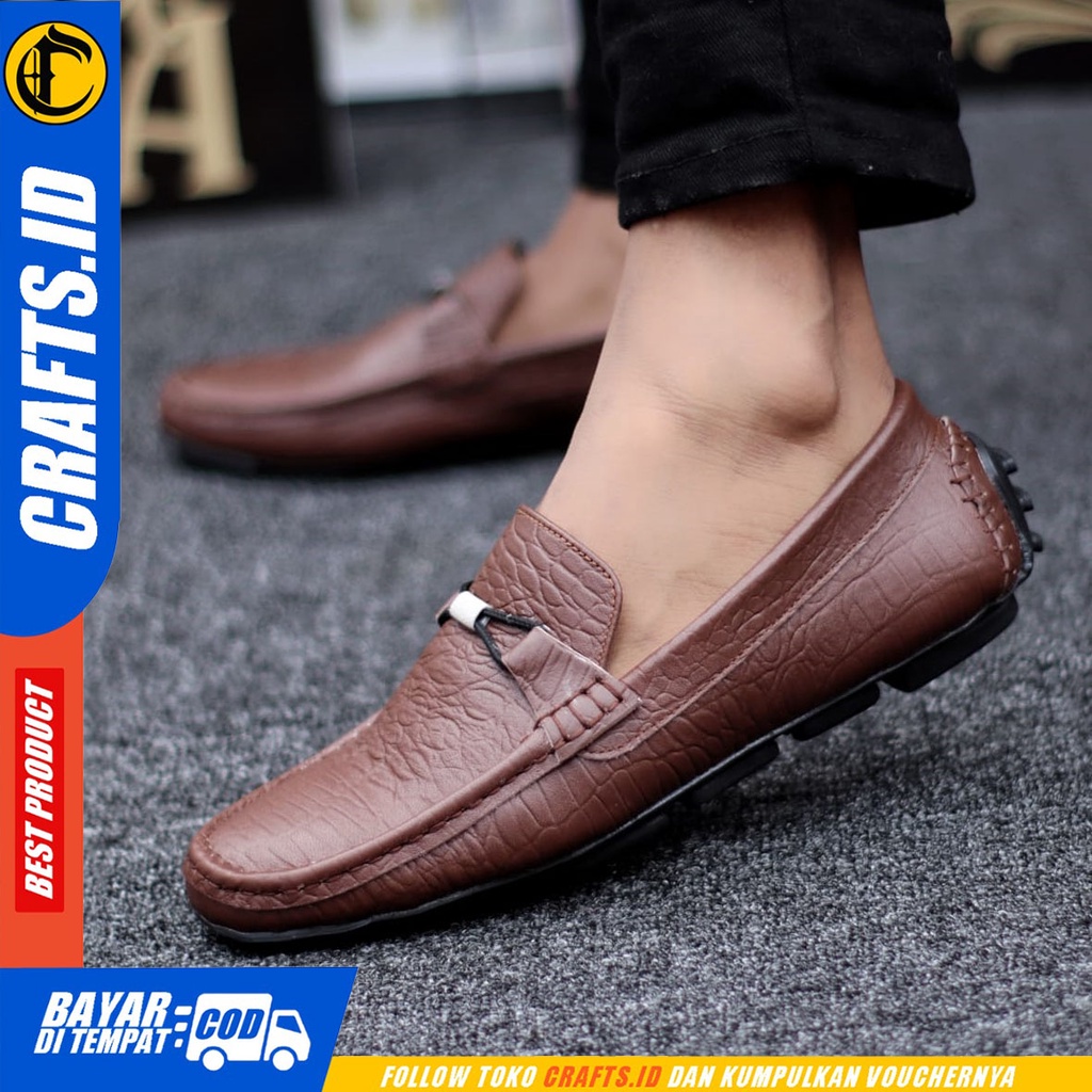 CRAFTS divoc - Sepatu Formal Pantofel Kulit Asli Kerja Slop Pria