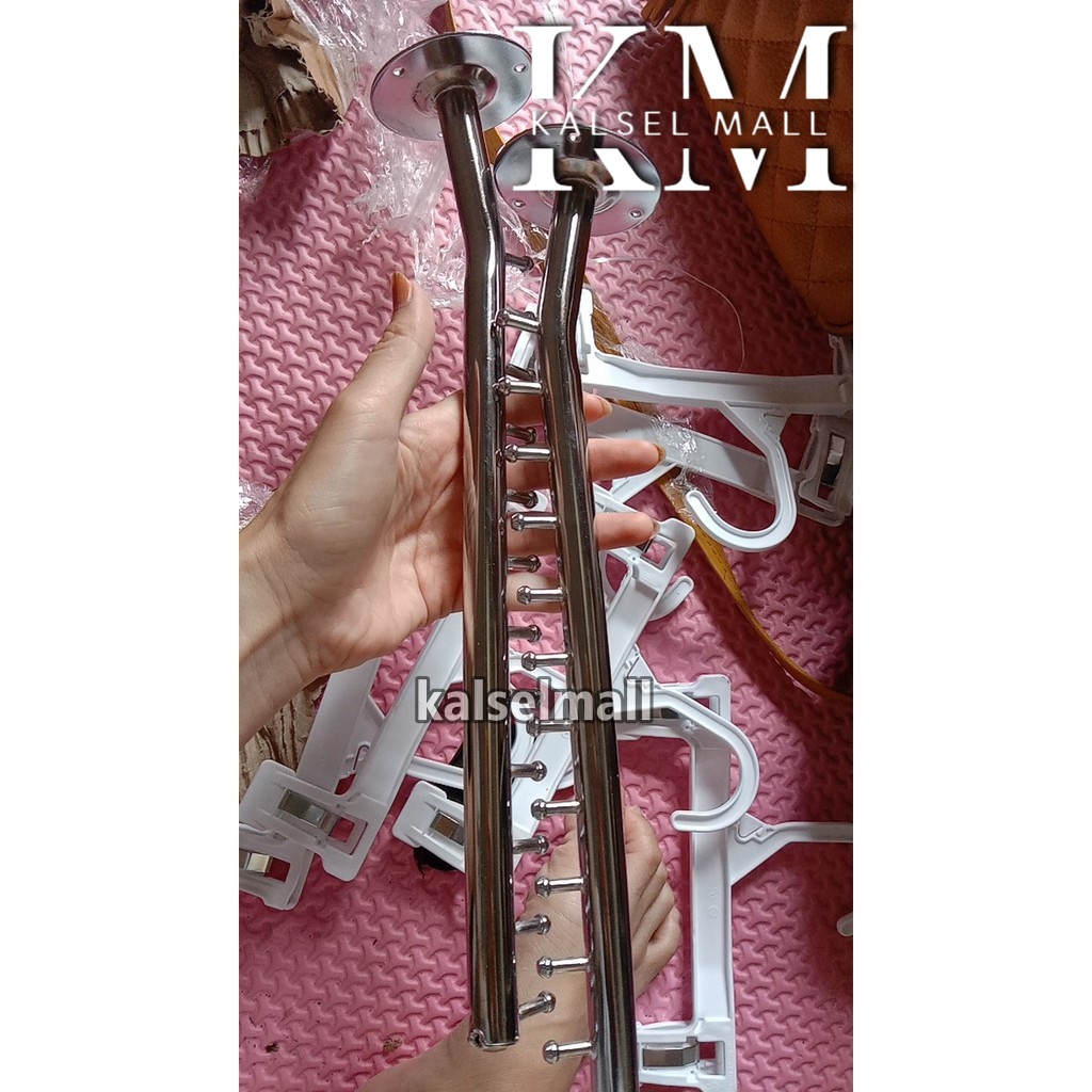 Gantungan Baju Celana Tas Pakaian Hanger Tekuk Suling Besi Dinding Tembok Display Toko Butik Distro 12 9 6 Titik Mata Stainles Lebih Kuat Kokoh Paku Bentuk Tekuk Suling ART3