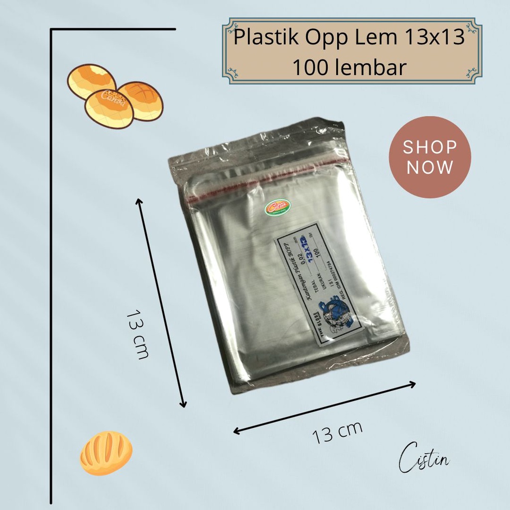 OPP LEM UK 13X13 (PEMBUNGKUS ROTI,CAKE DLL)