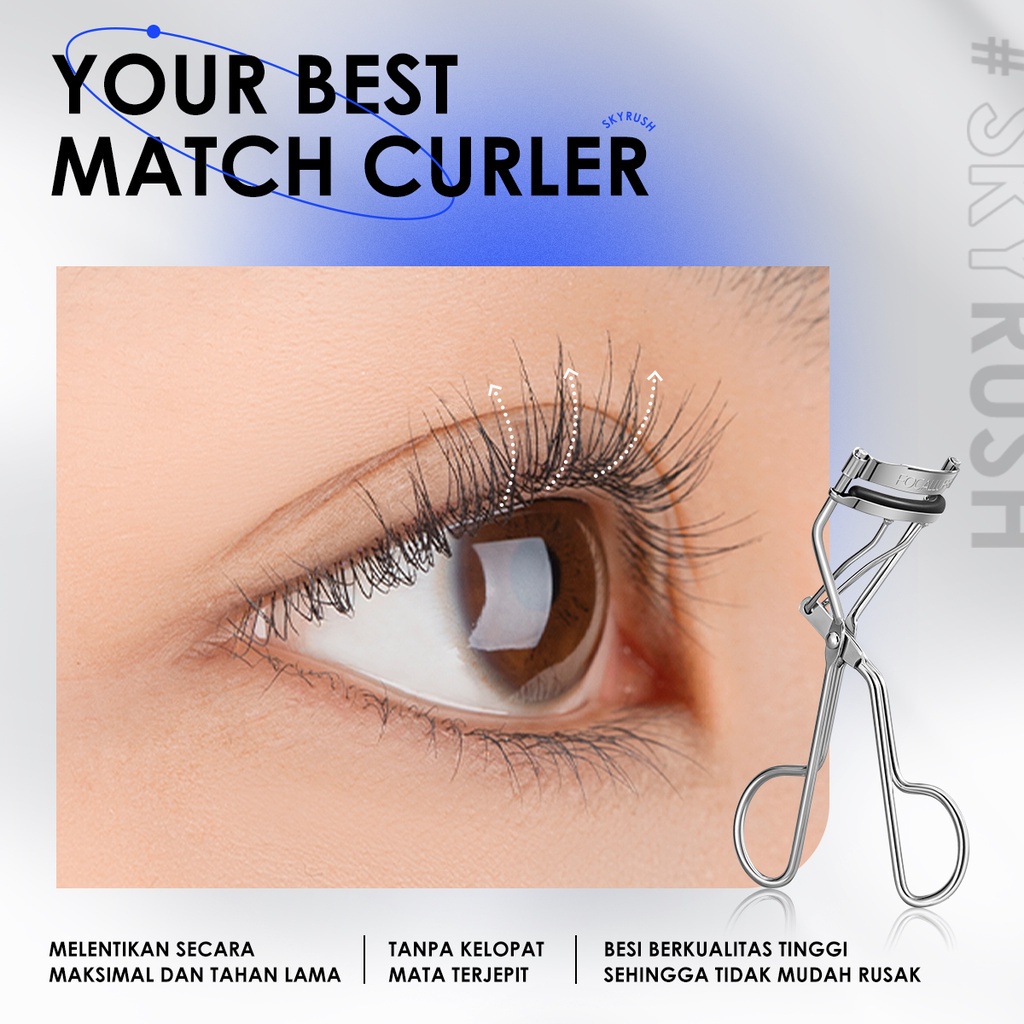 FOCALLURE #SkyRush Portable Eyelash Curler Lasting Curl Lengthen Sturdy Premium Steel Eyelash Curler