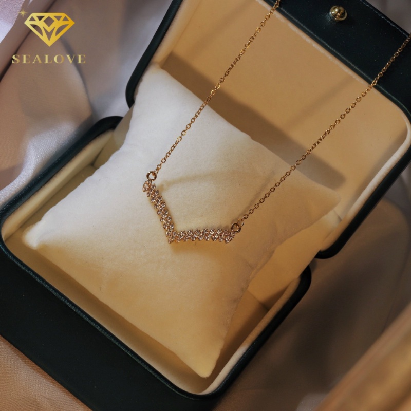 SEALOVE Kalung Fuji Mata Diamond Kalung Wanita Korea Terbaru Kalung Titanium Asli Anti Karat Tidak Luntur Perhiasan Aksesoris