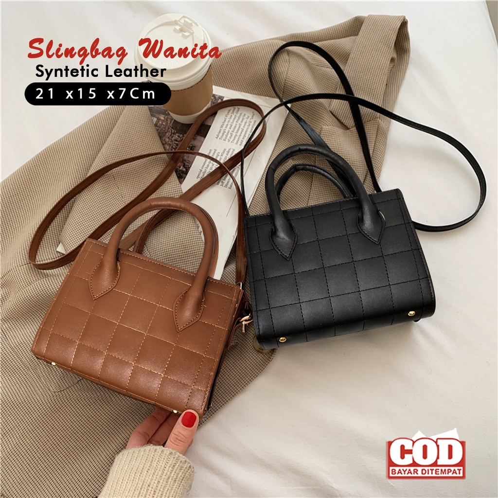 Tas selempang wanita terbaru tas kulit sintetis tas shoulder bag kekinian tas cewek - cewek korea slingbag