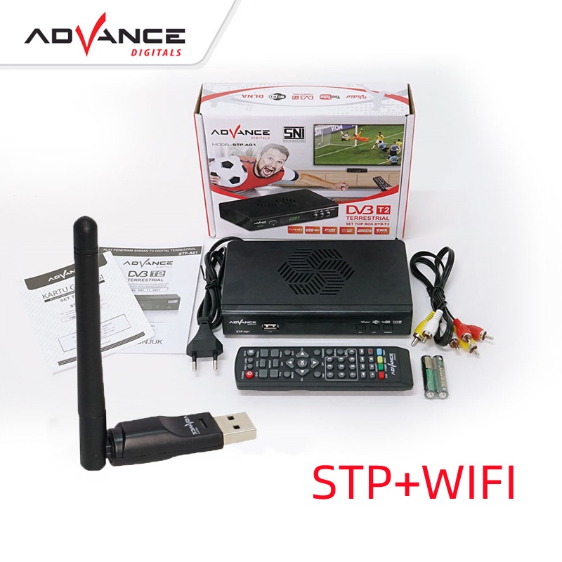 【Garansi 1 Tahun】Advance STP-A01 Set Top Box TV Digital Receiver Penerima Siaran Full HD/STB Wifi Bisa Youtube DVB-T2-STB+RCA+WIFI