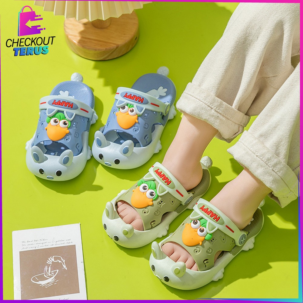 CT S44 Sandal Selop Tali Belakang Anak Motif Kelinci Wortel Lucu Anti Slip Bisa Dipakai Cewek Cowok Slippers Baim Kekinian