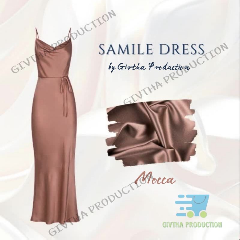 Long SAMILE Dress Satin Tali Pinggang - Givtha Production