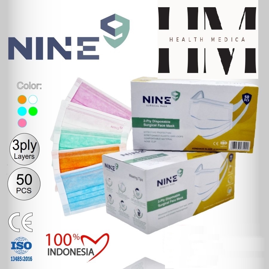 Masker Nine / Masker Medis  / 3 ply /  50 PCS / Kemenkes