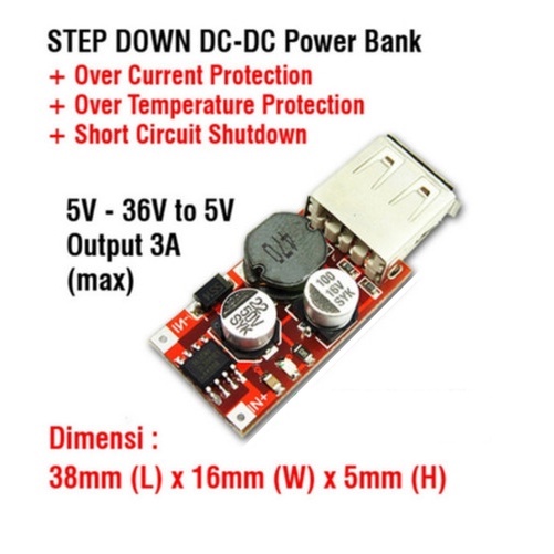 Kit Step Down Pengganti KIS3R33S DC-DC IN 5-36v Out 5v3A Module Penurun Tegangan Modul BB-15B