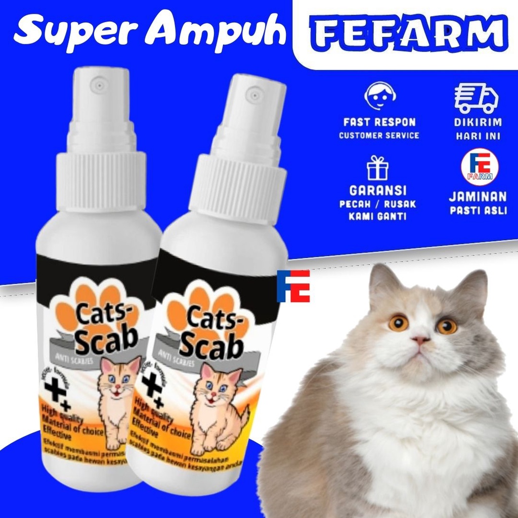 Obat Jamur Kucing Scabies Demodex Impetigo Jamur Kutu Parasit Cacing Hati Gatal Kulit ANTI SCABIES FEFARM