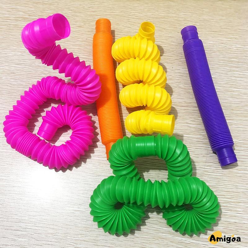 Mainan Fidget Tabung Pop it Teleskopik Bahan Plastik Corrugated Warna-Warni Untuk Anak Tabung Mainan Pendidikan - AG2