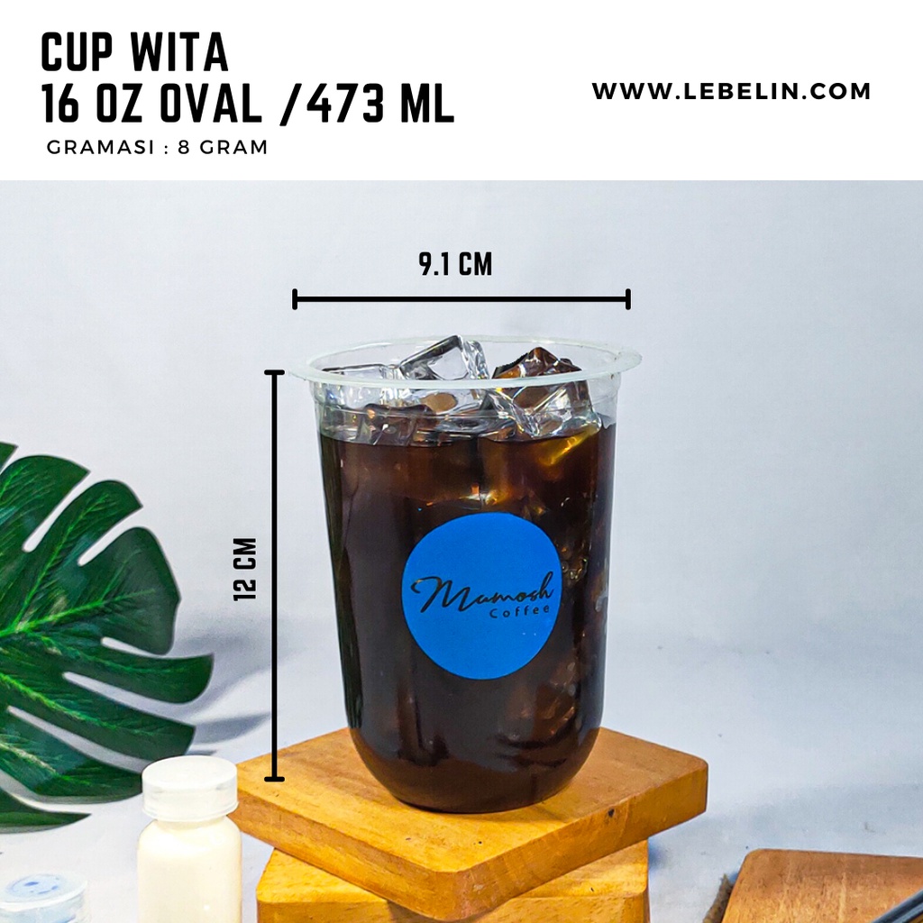 Cetak / Sablon Gelas Cup Plastik PP WITA 16oz Oval