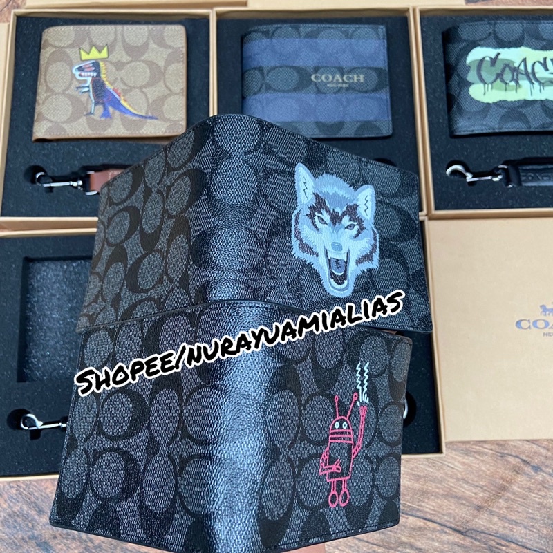 Dompet Coach pria Wallet Signature with keychain Dompet lipat pria Branded Dompet pria import