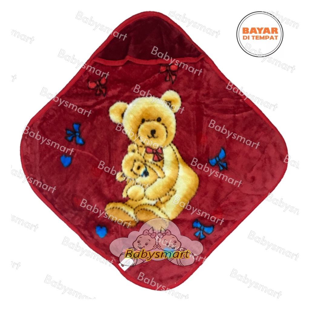 Babysmart - Selimut Bayi/Baby Tebal PREMIUM BRYAN ukuran 70 x 70 cm / Selimut Topi/Double Flace