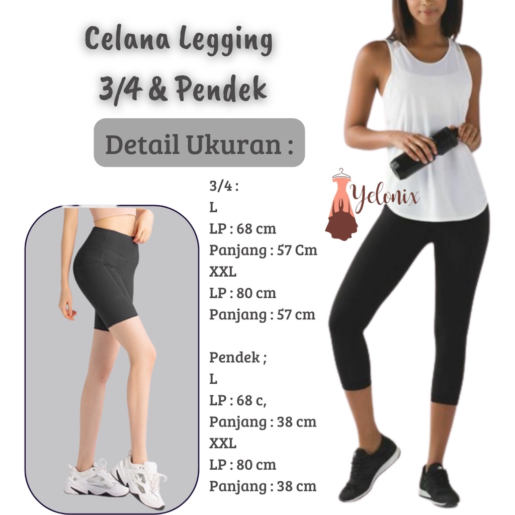 Legging 3/4 Bahan Kaos / Legging pendek bahan kaos Rayon Spandek