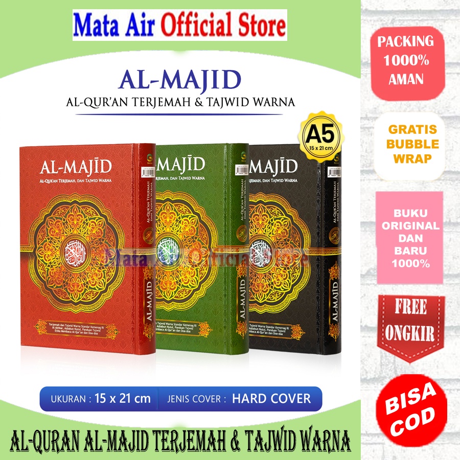 BEST SELLER ORIGINAL AL-QURAN AL MAJID TERJEMAH & TAJWID WARNA - AL AKHBAR