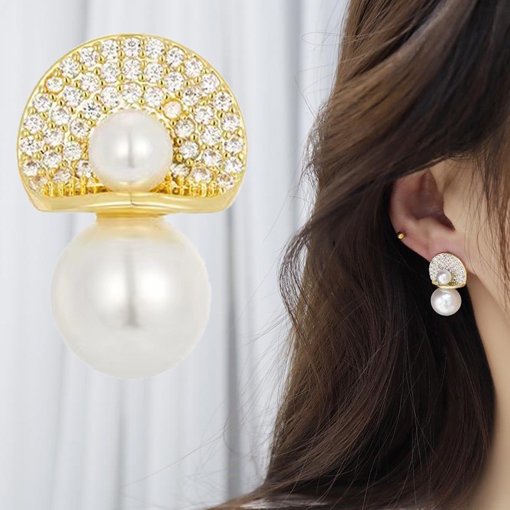 Anting Tusuk Retro Gaya Perancis Hias Mutiara Untuk Wanita