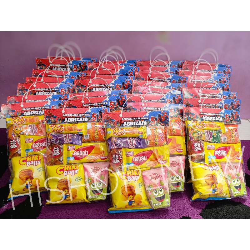 

LABEL TAS ULANG TAHUN / PLASTIK SNACK ULTAH TEMA SPIDERMAN