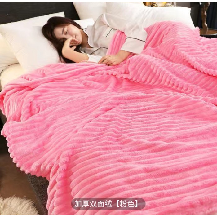 Selimut Dewasa Selimut lembut polos warna pink timbul 3D Uk.180x200 kualitas import(A1F6) Selimut Bu