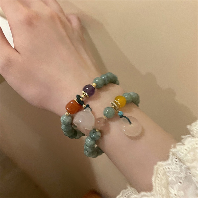 Ins Gelang Tangan Manik-Manik Batu Jade Hetian Natural Untuk Wanita ACKER