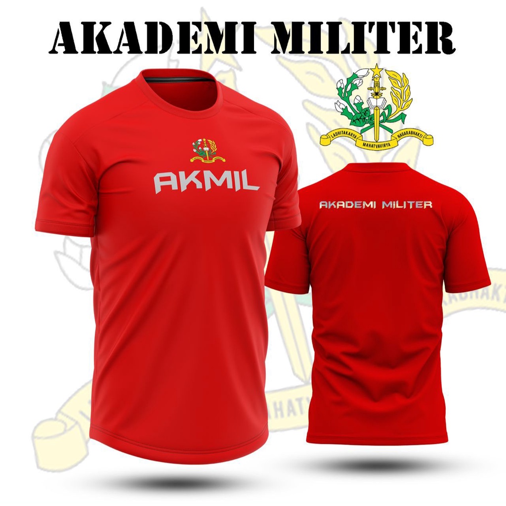 "Terbaru" Baju kaos Jersey olahraga Taruna Akmil / Atasan Erobik Akmil / Kaos Akmil Merah Lengan Pen